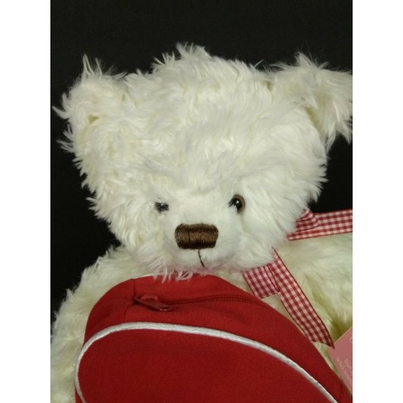 Hallmark "From My Heart" White 14" Valentines Day Bear Plush/Heart Gift Zip Bag - Picture 7 of 12